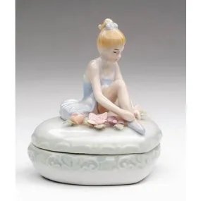 Porcelain Ballerina on Heart Shaped Trinket Box