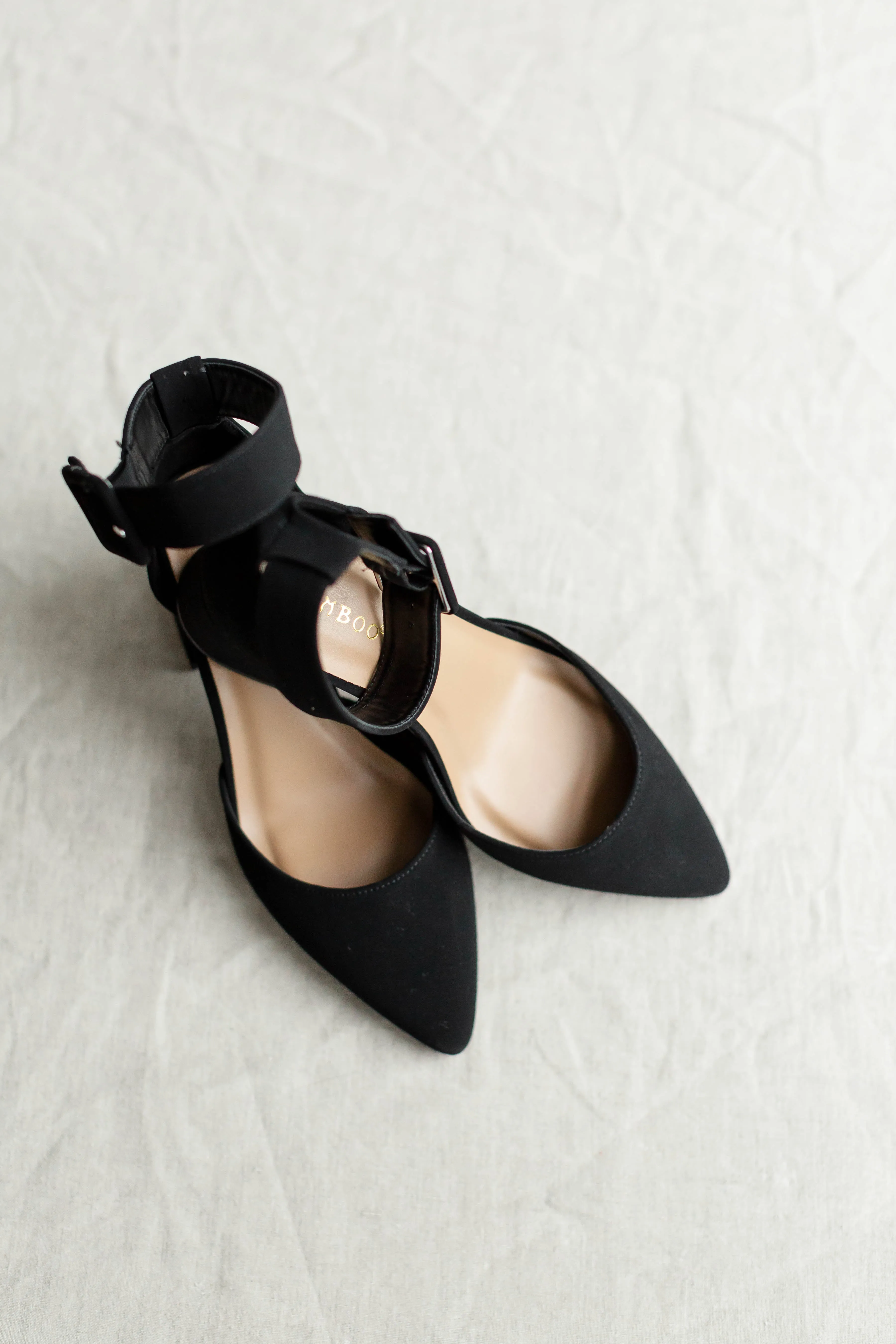 'Prescott' Suede Ankle Strap Heels in Black