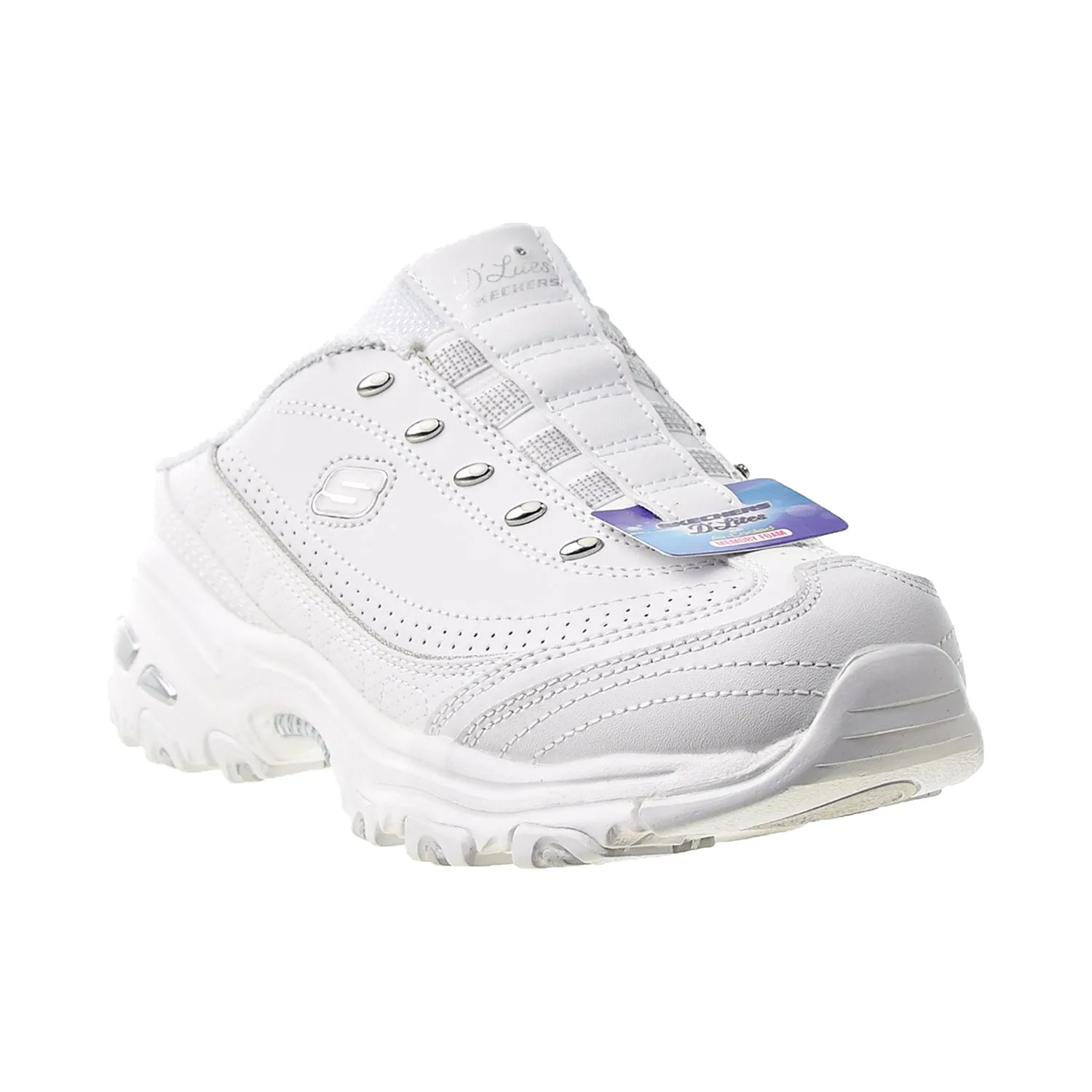 Skechers D'Lites Bright Sky Women's Slip-On Shoes White-Silver
