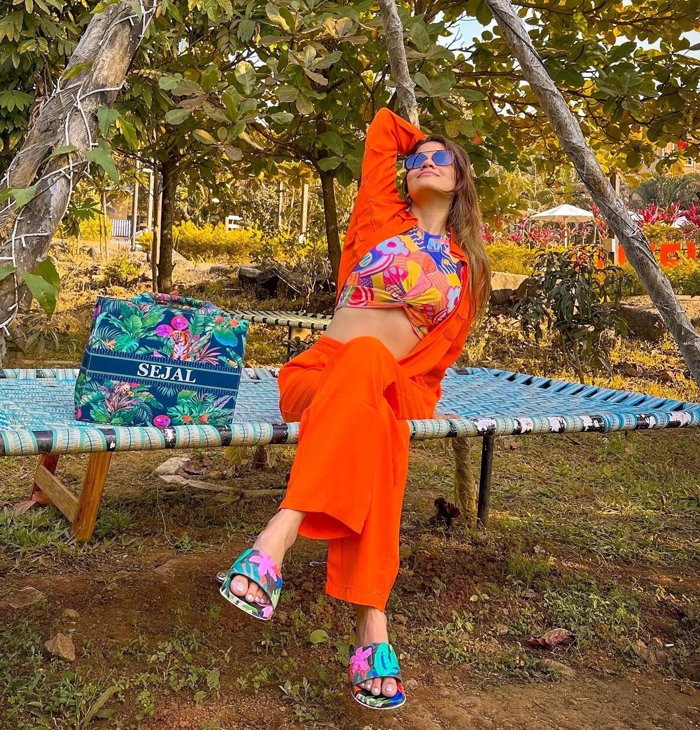 Style Quotient Women Orange Solid Shirt with Trousers