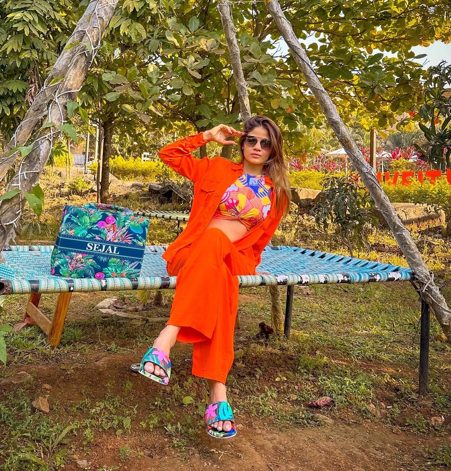 Style Quotient Women Orange Solid Shirt with Trousers