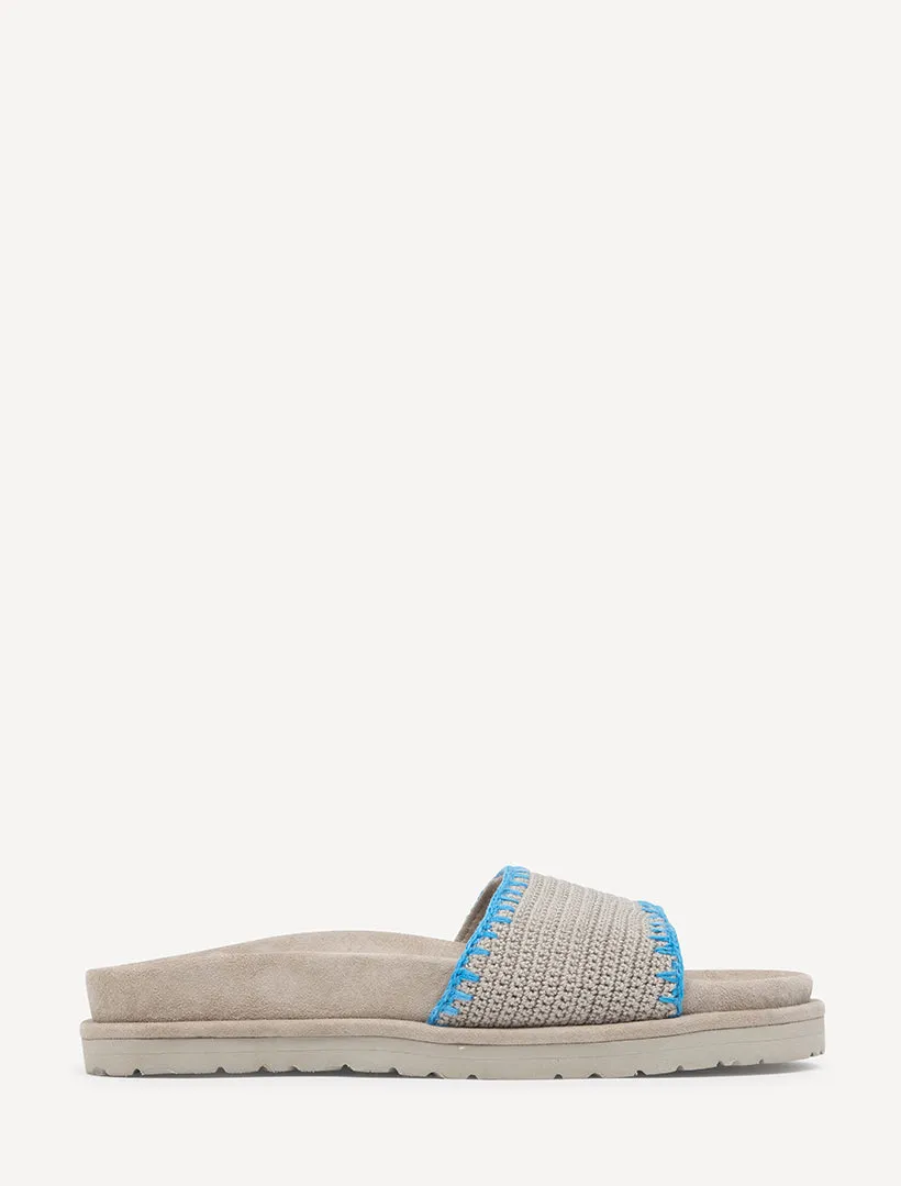 Sunnie Handwoven Crochet Slide Sandals Neon Blue