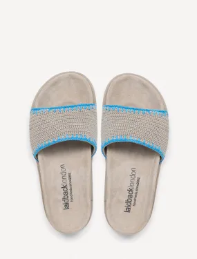 Sunnie Handwoven Crochet Slide Sandals Neon Blue