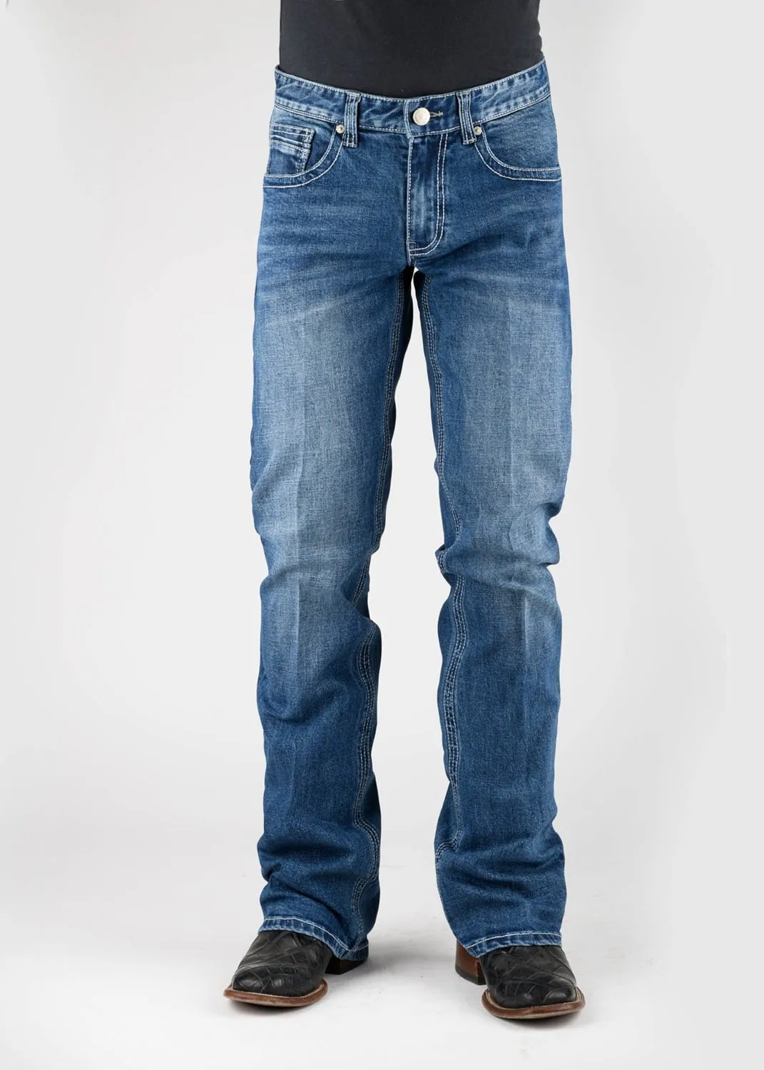 Tin Haul Mens Jagger Fit Diamond Back Blue Cotton Blend Jeans